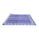 Sideview of Machine Washable Abstract Blue Modern Rug, wshabs2485blu