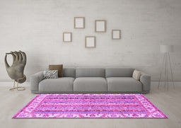 Machine Washable Abstract Purple Modern Area Rugs in a Living Room, wshabs2485pur