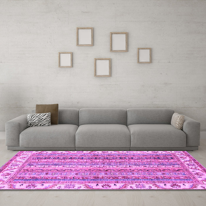 Machine Washable Abstract Purple Modern Area Rugs in a Living Room, wshabs2485pur