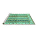 Sideview of Machine Washable Abstract Turquoise Modern Area Rugs, wshabs2485turq