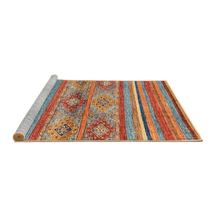Sideview of Machine Washable Abstract Camel Brown Rug, wshabs2486