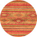 Round Abstract Orange Modern Rug, abs2486org