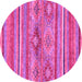 Round Machine Washable Abstract Pink Modern Rug, wshabs2486pnk