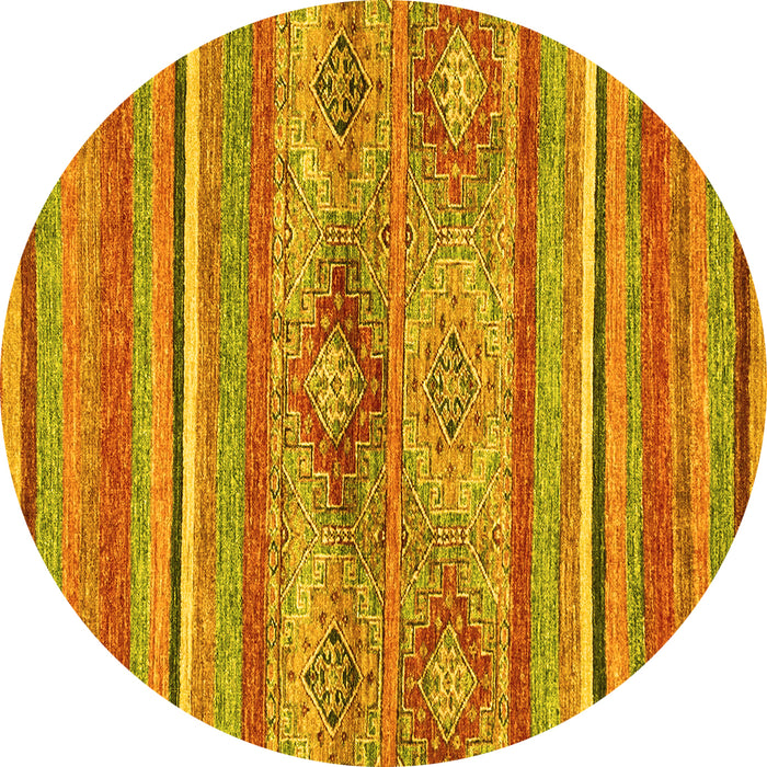 Round Abstract Yellow Modern Rug, abs2486yw