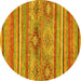 Round Abstract Yellow Modern Rug, abs2486yw