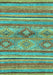 Machine Washable Abstract Turquoise Modern Area Rugs, wshabs2486turq