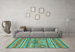 Machine Washable Abstract Turquoise Modern Area Rugs in a Living Room,, wshabs2486turq