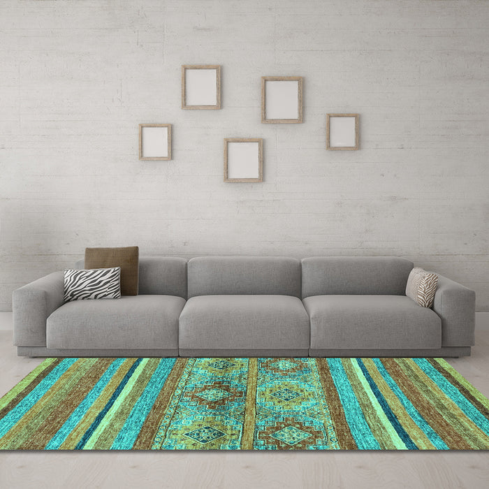 Machine Washable Abstract Turquoise Modern Area Rugs in a Living Room,, wshabs2486turq