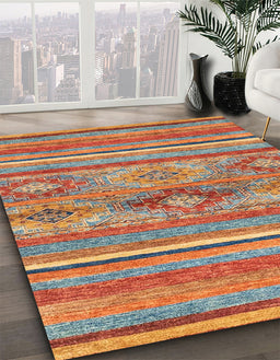 Abstract Camel Brown Modern Rug in Family Room, abs2486