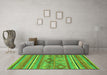 Machine Washable Abstract Green Modern Area Rugs in a Living Room,, wshabs2486grn