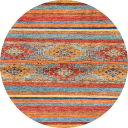 Round Machine Washable Abstract Camel Brown Rug, wshabs2486