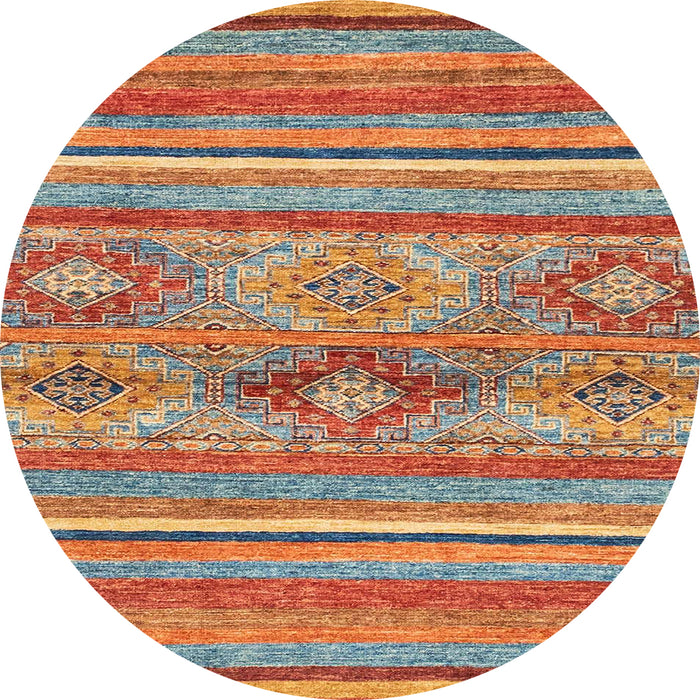 Round Machine Washable Abstract Camel Brown Rug, wshabs2486