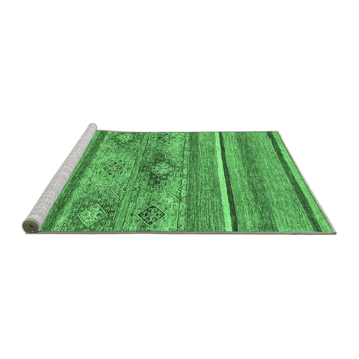 Sideview of Machine Washable Abstract Emerald Green Modern Area Rugs, wshabs2486emgrn