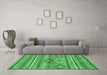 Machine Washable Abstract Emerald Green Modern Area Rugs in a Living Room,, wshabs2486emgrn