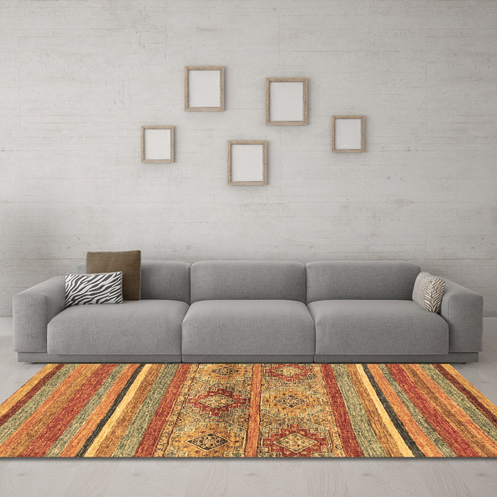 Machine Washable Abstract Brown Modern Rug in a Living Room,, wshabs2486brn