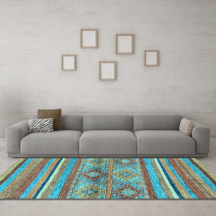 Machine Washable Abstract Light Blue Modern Rug in a Living Room, wshabs2486lblu