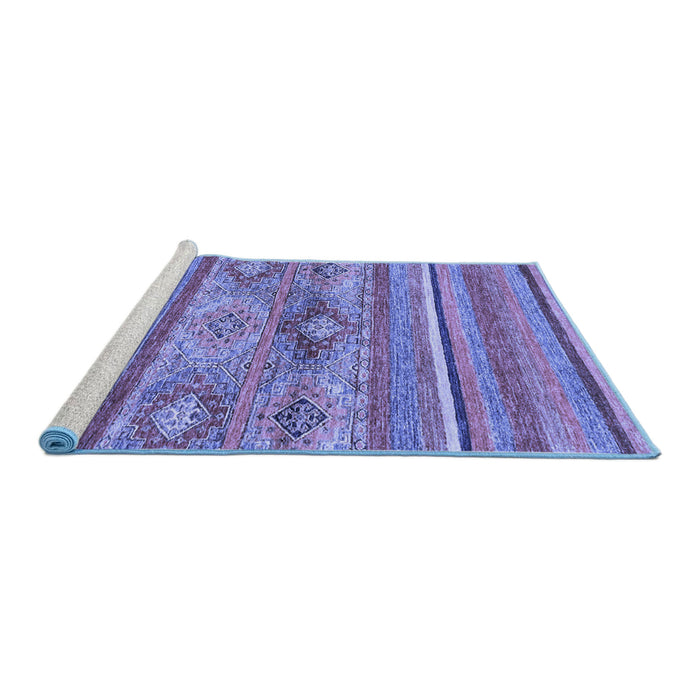 Sideview of Machine Washable Abstract Blue Modern Rug, wshabs2486blu