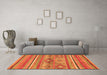 Machine Washable Abstract Orange Modern Area Rugs in a Living Room, wshabs2486org