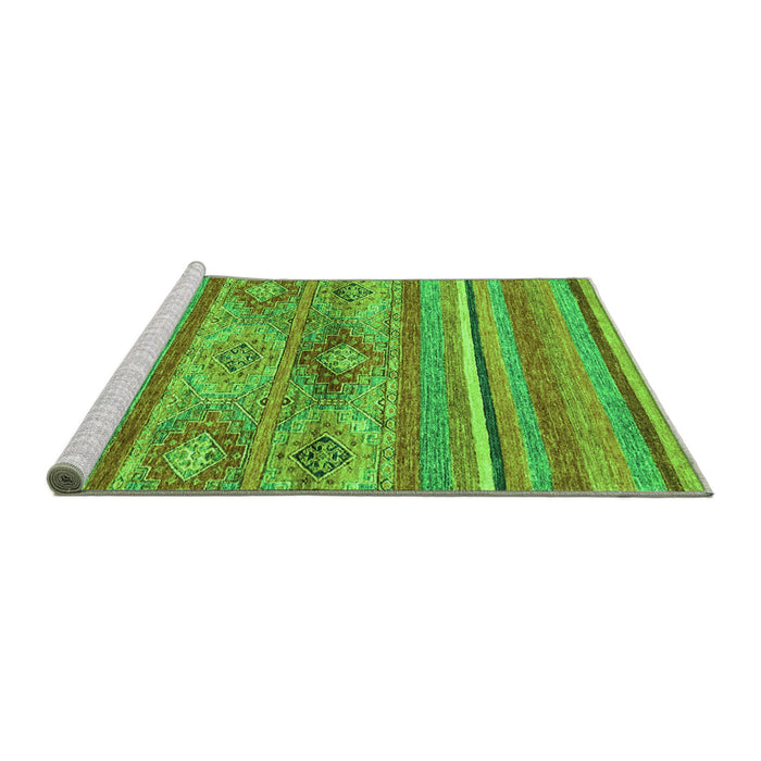 Sideview of Machine Washable Abstract Green Modern Area Rugs, wshabs2486grn
