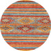 Round Abstract Camel Brown Modern Rug, abs2486