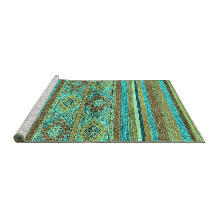 Sideview of Machine Washable Abstract Turquoise Modern Area Rugs, wshabs2486turq