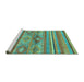 Sideview of Machine Washable Abstract Turquoise Modern Area Rugs, wshabs2486turq