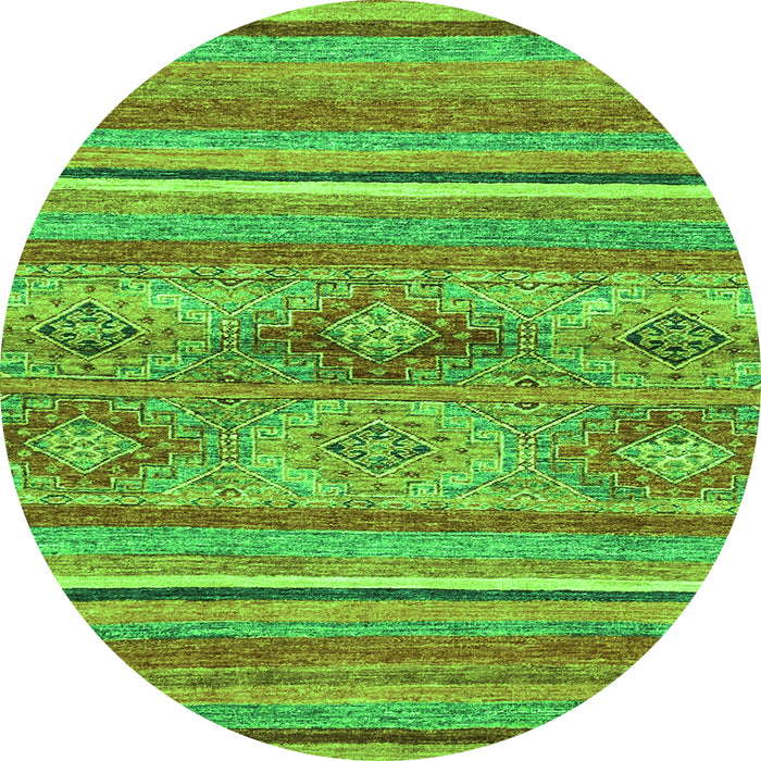 Round Machine Washable Abstract Green Modern Area Rugs, wshabs2486grn