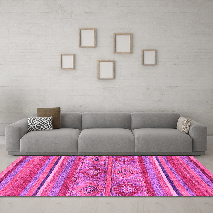 Machine Washable Abstract Pink Modern Rug in a Living Room, wshabs2486pnk