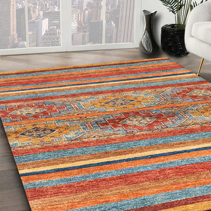 Machine Washable Abstract Camel Brown Rug in a Family Room, wshabs2486