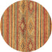 Round Abstract Brown Modern Rug, abs2486brn