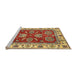 Sideview of Machine Washable Abstract Metallic Gold Rug, wshabs2487