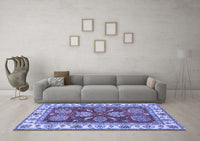 Machine Washable Oriental Blue Traditional Rug, wshabs2487blu