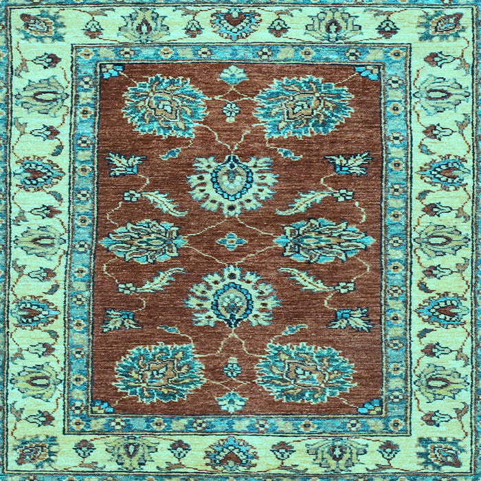 Square Machine Washable Oriental Light Blue Traditional Rug, wshabs2487lblu