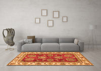 Machine Washable Oriental Orange Traditional Rug, wshabs2487org