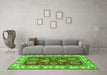 Machine Washable Oriental Green Traditional Area Rugs in a Living Room,, wshabs2487grn