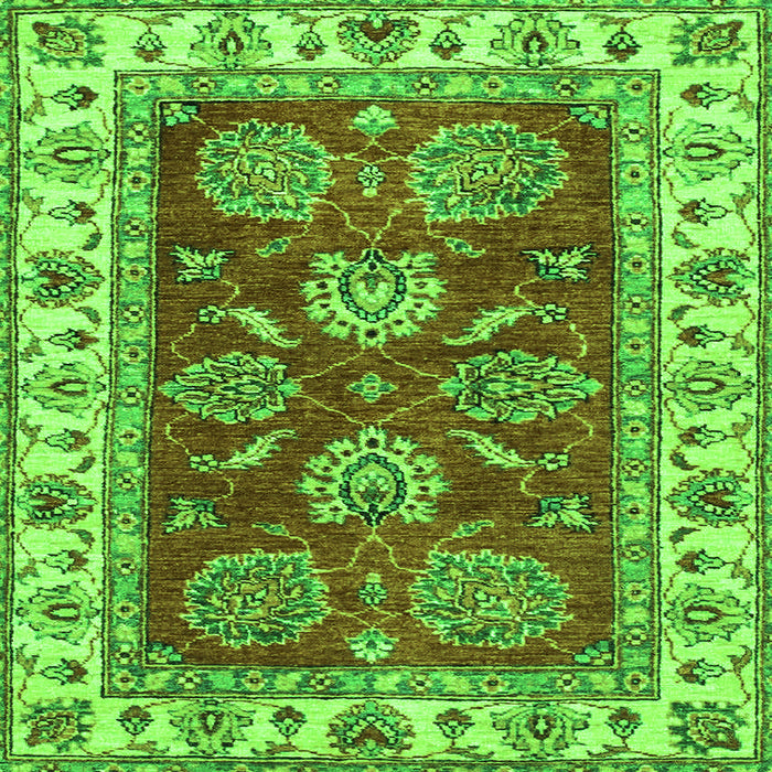 Square Machine Washable Oriental Green Traditional Area Rugs, wshabs2487grn