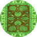 Round Oriental Green Traditional Rug, abs2487grn