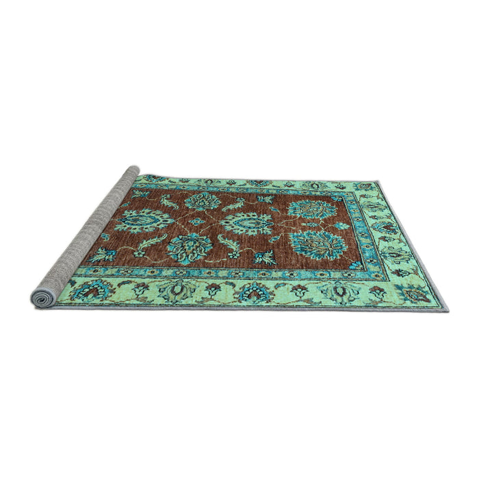 Sideview of Machine Washable Oriental Light Blue Traditional Rug, wshabs2487lblu