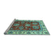 Sideview of Machine Washable Oriental Light Blue Traditional Rug, wshabs2487lblu