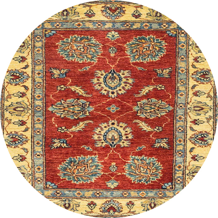 Round Machine Washable Abstract Metallic Gold Rug, wshabs2487