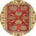 Round Machine Washable Abstract Metallic Gold Rug, wshabs2487