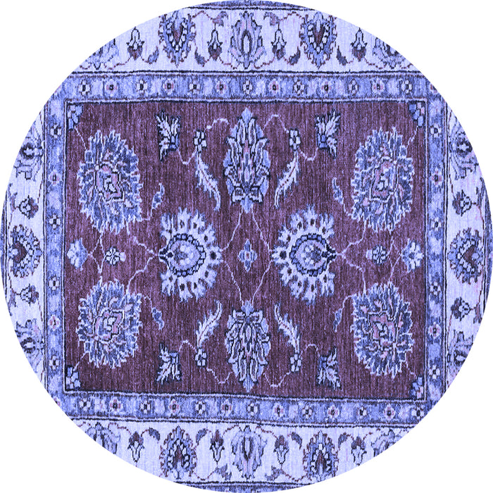 Round Machine Washable Oriental Blue Traditional Rug, wshabs2487blu
