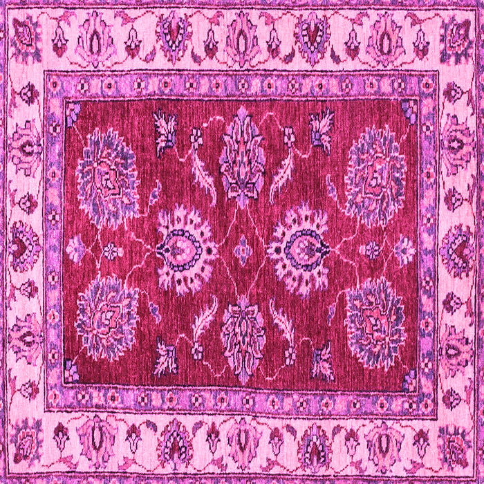 Square Machine Washable Oriental Pink Traditional Rug, wshabs2487pnk