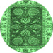 Round Oriental Emerald Green Traditional Rug, abs2487emgrn