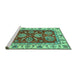 Sideview of Machine Washable Oriental Turquoise Traditional Area Rugs, wshabs2487turq