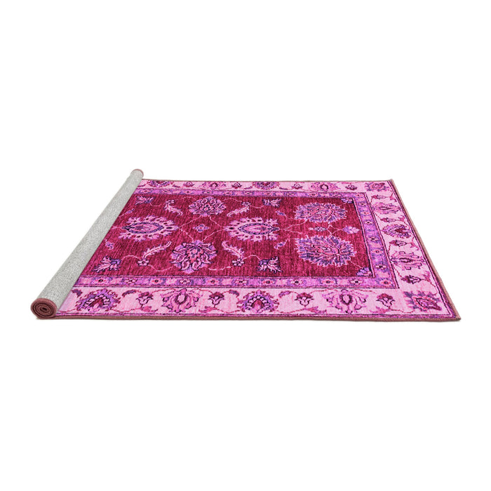 Sideview of Machine Washable Oriental Pink Traditional Rug, wshabs2487pnk