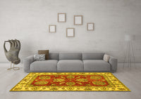 Machine Washable Oriental Yellow Traditional Rug, wshabs2487yw