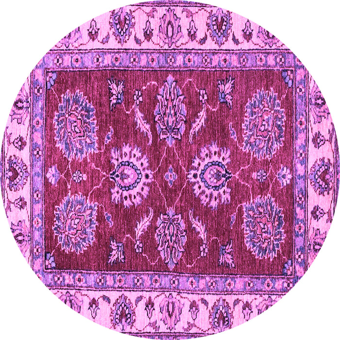 Round Machine Washable Oriental Purple Traditional Area Rugs, wshabs2487pur