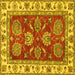 Square Oriental Yellow Traditional Rug, abs2487yw