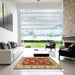 Square Machine Washable Abstract Metallic Gold Rug in a Living Room, wshabs2487